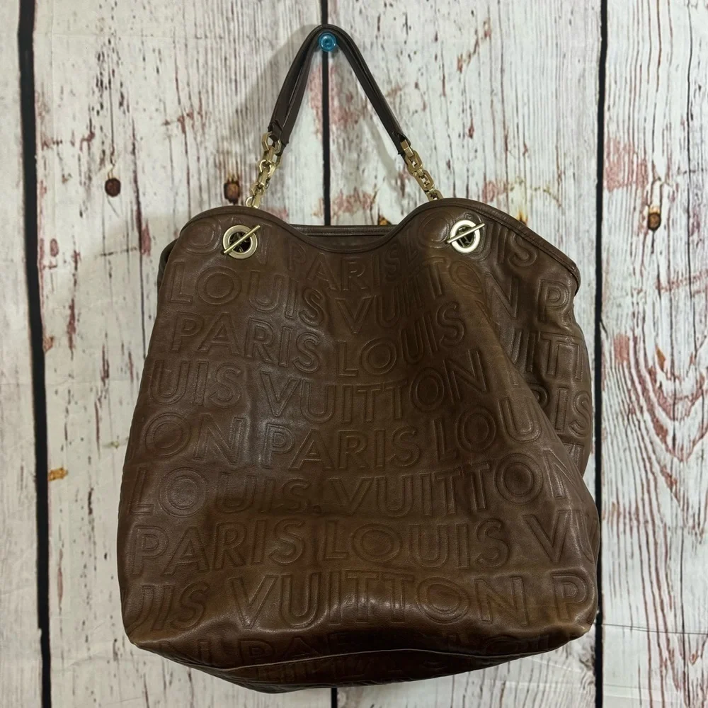 Louis Vuitton Paris Souple Whisper PM Chocolate Embossed leather bag limited